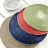 Table Mats 4pcs Round Weave Placemat Pad Paper Mat Heat Resistant Bowls Coffee Cups Tableware For Kitchen Party Supply