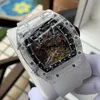 Luxe horloges voor heren mechanisch horloge Rm011 Zwitsers automatisch uurwerk Saffierspiegel rubberen band Zwitsers merkontwerper sporthorloge