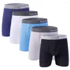 Underpants Long Leg Boxers 5pcs/lot Cotton Boxer For Men Underwear U-Convex With Solid EU/US Plus Size Pouch