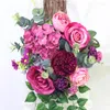 Decoratieve bloemen lhj kunstmatige rozenbloemrij kleine hoek simulatie zijden nep bruiloft diy decor home slinger flores