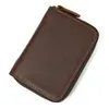 Wallets Handmade Vintage Crazy Horse Genuine Leather Wallet Men Multi Card Holder Short Women Purse Male CowSmall Clips Money Bag