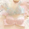 Bras Sets Sweet and cute cinnamon dog underwear girl soft with steel ring bra set push up women lingerie with panties suit T220907