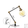 Table Lamps Retro Wrought Iron Glass Classic Lamp LED E27/E26 Living Room Study Bedroom Bedside Long Swing Arm Adjustable Desk