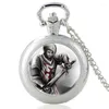 Montres de poche Brave Knight templier Design verre Cabochon montre à Quartz rétro hommes femmes pendentif collier chaîne horloge