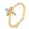 Jesus Cross Ring for Women Fashion Gold Color Infinity Symbol CZ Zircon Finger Ring