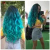 Hair pieces Wignee Synthetic Extension For Black Women Colorful Bundles With Closure 3 Tone Ombre Color Purple Blue Grey 221011