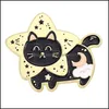 Pinos broches metal esmalte lapela broche pino estrela lua animal preto gato design de garra fofinho acessórios de roupas de moda de moda bruches dhgav