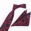 Bow Ties Fashion Plain Floral Tie Men's 8cm Silk Necktie Set Blue Orange Purple Yellow Gray Red Wedding Solid Pocket Square Sets