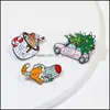 Pins Broschen Cartoon Legierung Weihnachten Pins Ornamente Trolley Glas Süßigkeiten Modellierung Abzeichen Zubehör Socken Tropf Öl Baum Personalit Dhdst