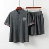 Camisetas masculinas de bordado de bordado de bordado de estilo chinês plus size de verão