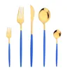 Servis uppsättningar 5st Cotestar Set Gold Dinner Knife Tea Spoon Mirror Flatware rostfritt stål Party Silverware gabelformulär