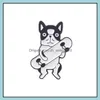 Broches Broches Broche en émail dur personnalisé bijoux en alliage pour femmes dessin animé mignon planche à roulettes bois de chauffage chien drôle Animal épinglette et Dhngs