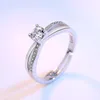 Bijoux en argent Sterling 925 de haute qualité mode femme bague ouverte taille rétro zircon cubique réglable