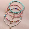 Ankletter 4st ankellegering handgjorda elastiska hängen pärlor 2022 mode sommar strand fot för kvinnor smycken