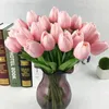 Flores decorativas 10pcs Tulip Flower Artificial Feel Bouquet de plástico para festa de decoração de casamento em casa Fake Fake