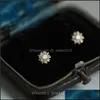 Stud 925 Sterling Sier Plated 14k Gold Simple Small Sun Earrings Women Retro Court Style Exquisite Sweet Jewelry Accessories 1301 T2 DHPGS