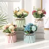 Decorative Flowers Nordic Fresh Artificial Plants Ceramic Potted Ornaments Home Decorations Crafts Wedding Festive Party Supplies 1piece