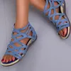 Sandals Ly Fashion Zipper Shoes For Women 2022 Summer Hollow Cross Strap Flat Beach Slippers Zapatos De Mujer