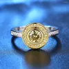 Wedding Rings UFOORO Round Champagne Zircon Ring With Gold Plating Jewelry Women1423762