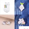 Pins Brooches Customized Peach Animal Muscle Ginseng Fruit Cat Teapot Hard Enamel Pin Brooch Alloy Bag Clothing Accessories Cartoon Dhlmc