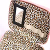 Kosmetische Taschen Frauen tragbare Aufbewahrungsbox -Reiseb￼hne Make -up -Tasche Organizer Krokodilmuster Quadratische Rei￟verschlussbeutelhandtasche mit Spiegel