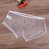 Underbyxor mäns shorts sexiga boxare underkläder mesh nylon transparent triangel vit röd svart blå