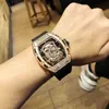 Luxury Mens Mechanics Watches Wristwatch Wine Barrel RM052 Series hela automatiska mekaniska Mei Gold Full Diamond Tape Mens