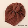 Autumn Winter Solid Color tjock nyfödd hatt pojkar flicka bomull mjuk runda knutbåge turban motorhuven kepsar baby shower rekvisita