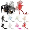 Luxurys Designer Pumps Sandalen High Heels 8 10 12 cm Latte Asymmetric Grosgrain Mesh Fascinator Bows Black Latte Fuchsia Buckle Strap Schuh