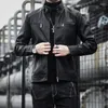 Men's Jackets Mens PU Jacket Casual Coats Autumn Fashion Simplicity All-match Multi-pocket Stand Collar Trend Solid Color Soft Harajuku