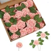 Decorative Flowers 50Pc Artificial Rose Roses Real Touch Foam Fake Bulk With Stem For Wedding Bouquets DIY Decoration