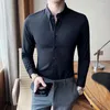 Мужские платья рубашки высочайшего качества бутик бизнес -джентльменская рубашка мужская одежда сплошная простая слабая подсадка с длинным рукавом Формальная блузка Homme