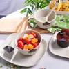 Dinnerware Sets Multi-foot Creative Handmade Stoare Features Greenhouse Ceramic Plate Bowl Spoon Set Family El Kitchen Salad Fruit Dish