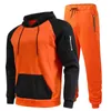 Tute da uomo Sportswear Set Fleece Piece Colorblock Pullover con cappuccio Streetwear Pantaloni sportivi Autunno e inverno New SXL G221011