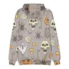 Herrtr￶jor harajuku halloween skalle tryckt toppar h￶st mode m￤n huva tr￶jor streetwear hip hop pullover