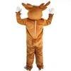 Professionele geel bruin eland mascotte kostuum volwassen stripfiguur Outfit Pak Groepsfoto Big Party