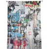 Rideau Vintage vieux papier Graffiti Tulle rideaux pour salon chambre décoration en mousseline de soie pure Voile cuisine fenêtre