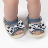 First Walkers Zapatos de bebé unisex para niñas, sandalias planas con puntera abierta y lazo, para verano