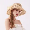 Chapeaux à large bord femmes pour plage femmes robe d'été chapeau feuille fleur douche nuptiale soleil chapeau large