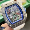 Lyxklockor för herrmekanisk klocka RM11-04 Swiss Automatic Movement Sapphire Mirror Rubber Strap Swiss Brand Designer Sport Wristwatch