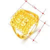 Anneaux de mariage de haute qualité 24K couleur or bague carrée hommes femmes mode bijoux Hip Hop taille 6 7 8 9 cadeau