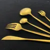 Dijkartikelen sets 6/30 stks wit goud mat roestvrijstalen mes vork lepel servies bestek set keuken flatware service voor 6