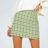 Skirts Vintage Plaid Bodycon Mini Women Elegant Short Skirt Casual High Waist A Shaped Jupe Femme