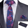 Bow Ties Gusleson Quality Silk Floral Men Tie Red Green Blue Necktie and Clankerchief مجموعة مع بدلة مربع للهدية لحفل الزفاف