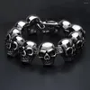 Pulseira de esqueleto de aço de titânio puro Strand 316L Skull Skull Charms
