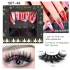 Multilayer Thick Mink False Eyelashes and Nail Set for Christmas New Year Soft & Vivid Hand Made Reusable Curly Crisscross Fake Lashes Extensions