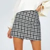 Gonne Vintage Plaid Bodycon Mini Donna Elegante Gonna corta Casual Vita alta A forma di Jupe Femme