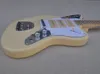 Cream 6 Strings Electric Guitar with Maple Fretboard White Pickguard Can be Customized