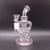 Pink Glass Bong Hookahs Mini Oil Dab Rigs Pipes Dry Herb 14mm Joint Heady Bubbler for Smoking