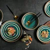 Dinnerware Sets Korean Style Ceramic Tableware Household Creative Dishes And Plates Set Combination Retro Western Plate